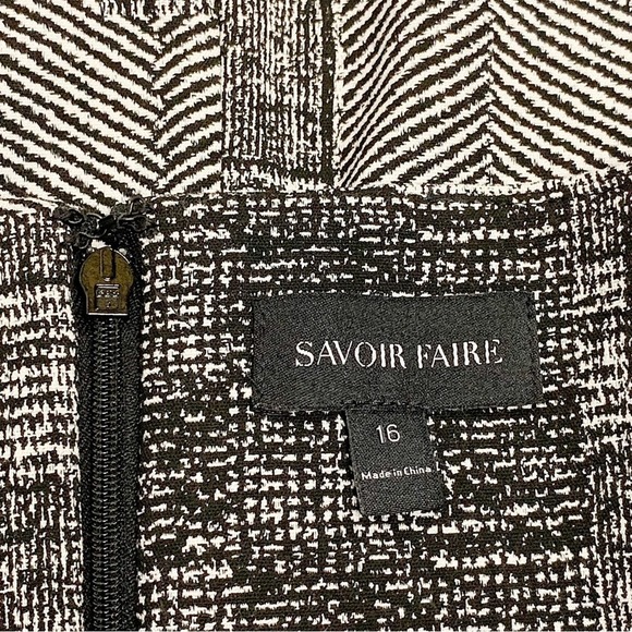 Savoir Flaire Mixed Media Houndstooth Plaid Sleeveless Fit & Flare Dress Size 16 - Picture 6 of 8